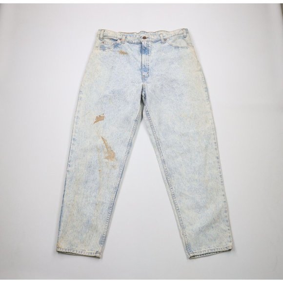 Deadstock Vtg 80s Levis 550 Orange Tab Mens 38x30 White Washed Relaxed Jeans USA
